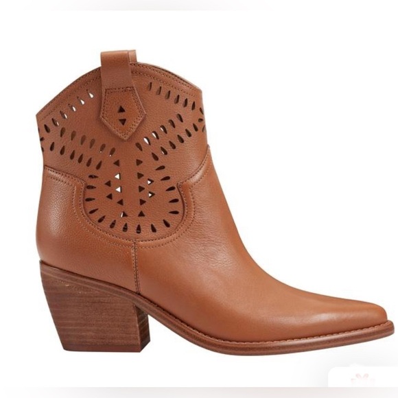 MARC FISHER $199 Elyma Pointed Toe Western Tan LEATHER Boot Shoes Size 8 NEW - Picture 2 of 8